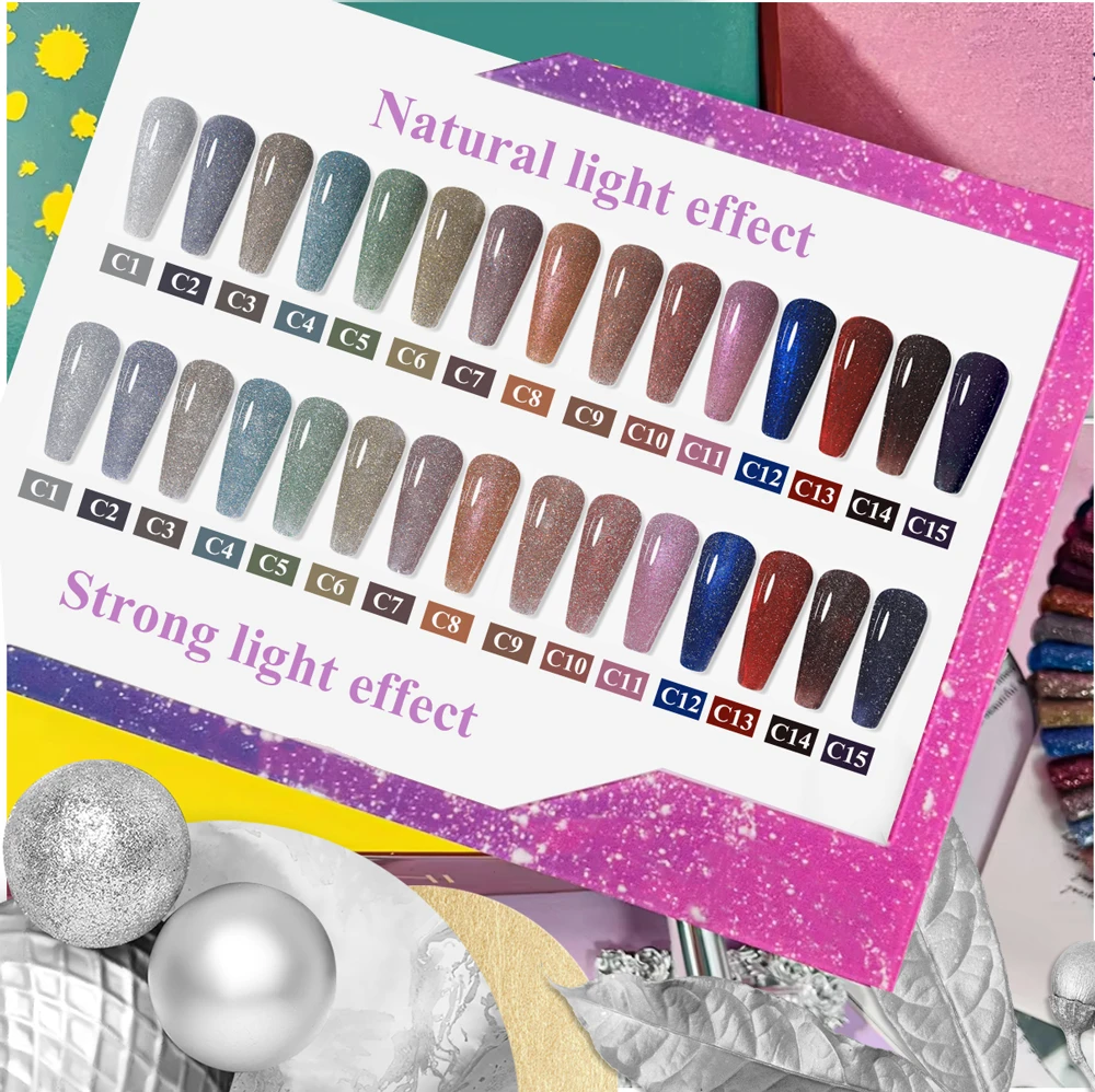 FZANEST Super Sparkle Flash Shiny Disco Gel Soak Off Diamond Reflective Glitter Gel Polish For Manicure Nail Art UV Nail Gel