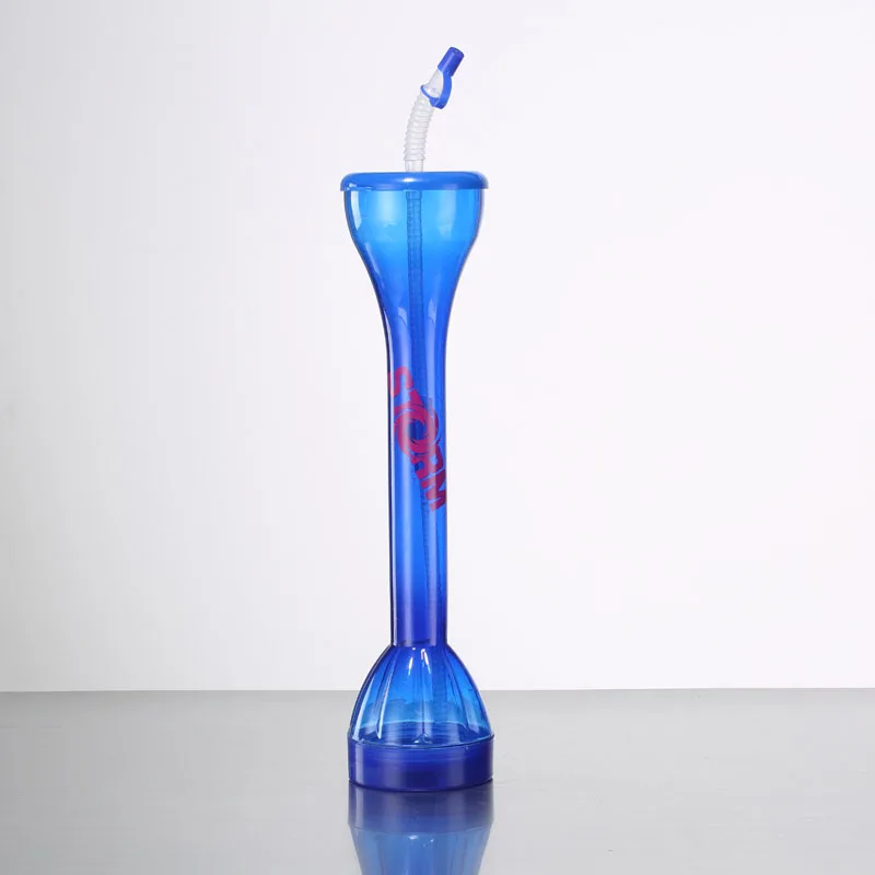 LED Flashing Party Slush Cup Plastic Long Neck Tall LED Yard Cup With Lid And Straw