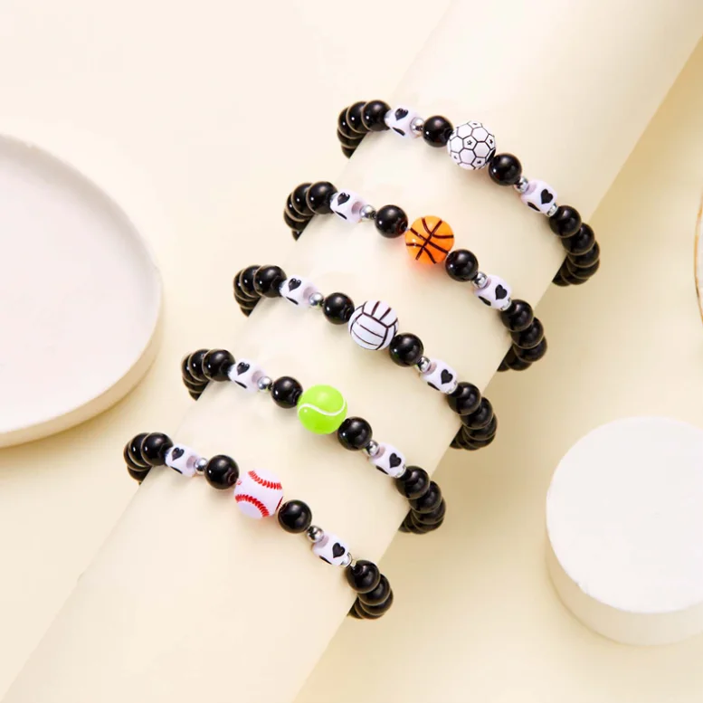 New Styles  ball beaded bracelet for men and women personality elastic hand rope Fashion basketball tennis woven bracelet