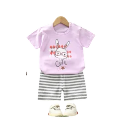 Cute colorful Short Sleeve Tops Girl suit Summer Children Clothes on sale