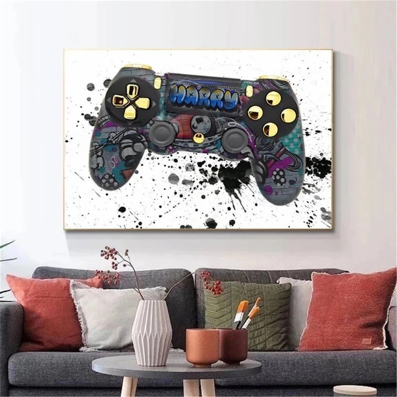 Street Graffiti Art Gamepad Canvas Painting Posters and Prints Abstract Wall Art Pictures for Living Room Home Decoration
