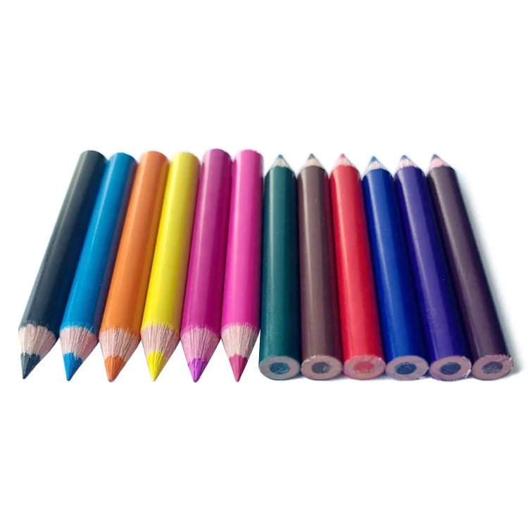Non Toxic 4.5cm Wood Free 12pcs Mini Multi Color Pencil for Kids Custom