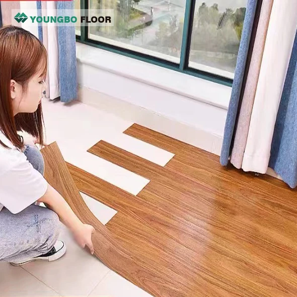 Youngbo self adhesive  spc flooring tile pvc floor precio del piso de baldosas  tile floor price