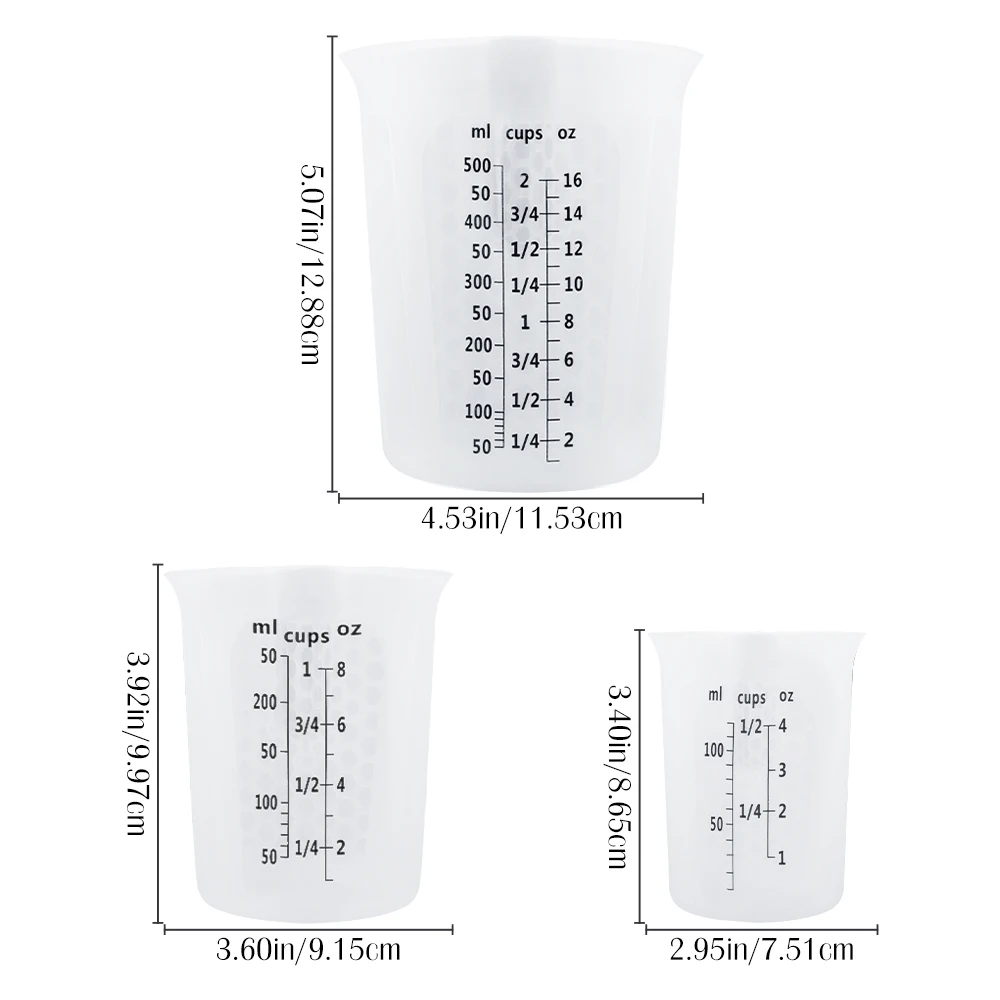Silicone Measuring Cup Non-Stick Flexible Chocolate Butter Flour Cups Mixing Jug Pouring taza
