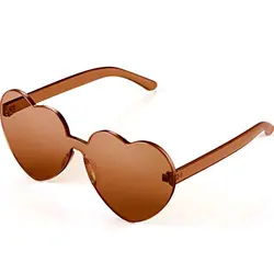 Wholesale Custom Frameless Lens Eyewear Candy Color PC Rimless Sun Glasses New Trendy Loving Heart Shape Sunglasses