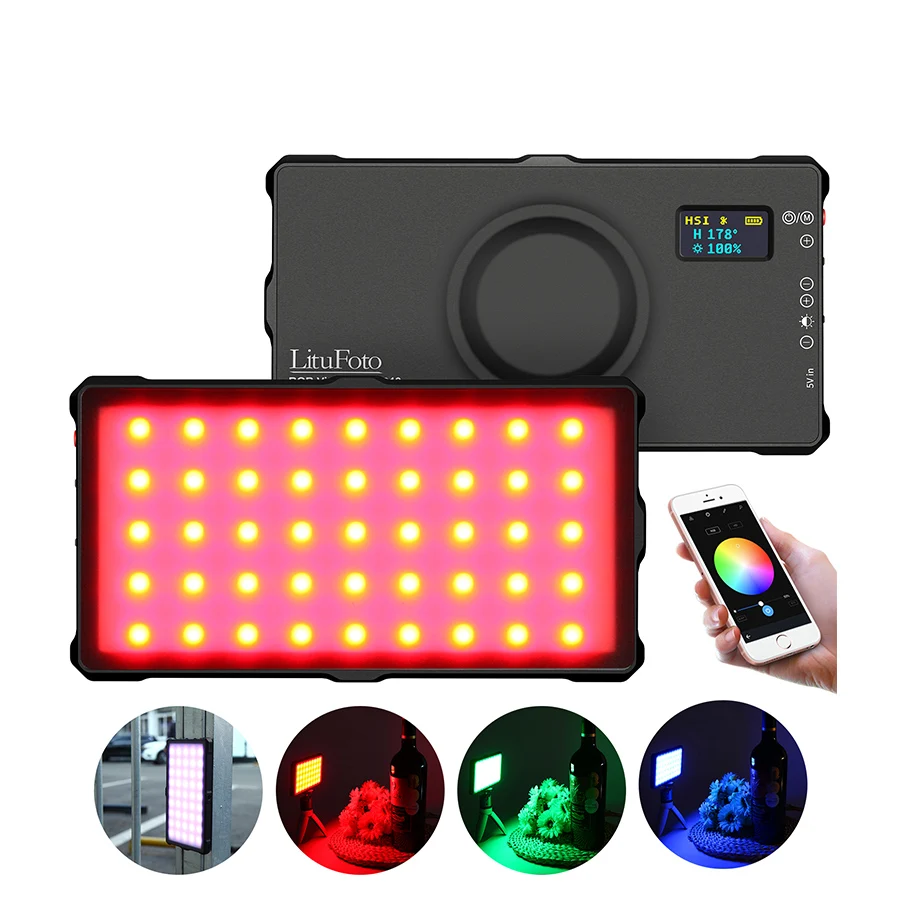 Сверхъяркая Светодиодная лампа RGB для видеосъемки с управлением через приложение, OLED-экран, 145 лампочек, аккумулятор 4040 мАч