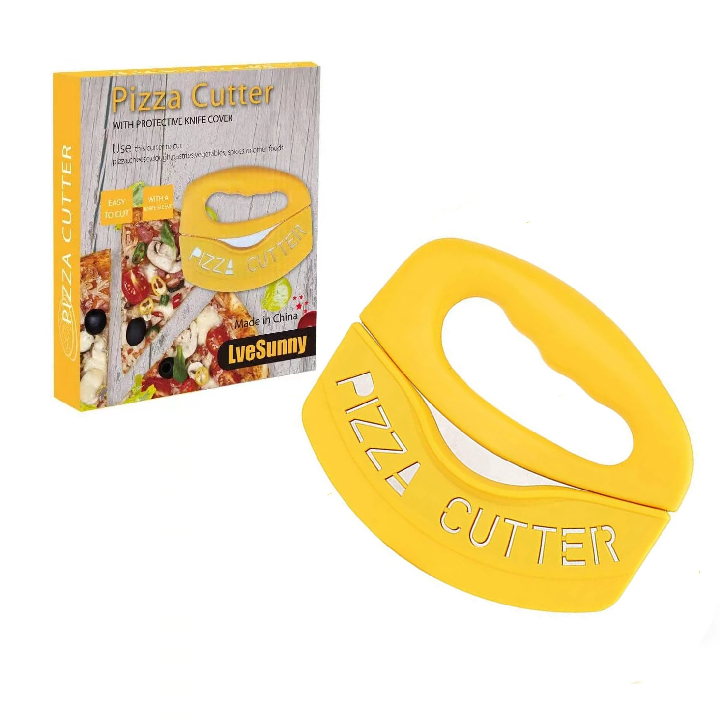 Stainless Steel Pizza Cutter With Protective Cover Pizza Knife