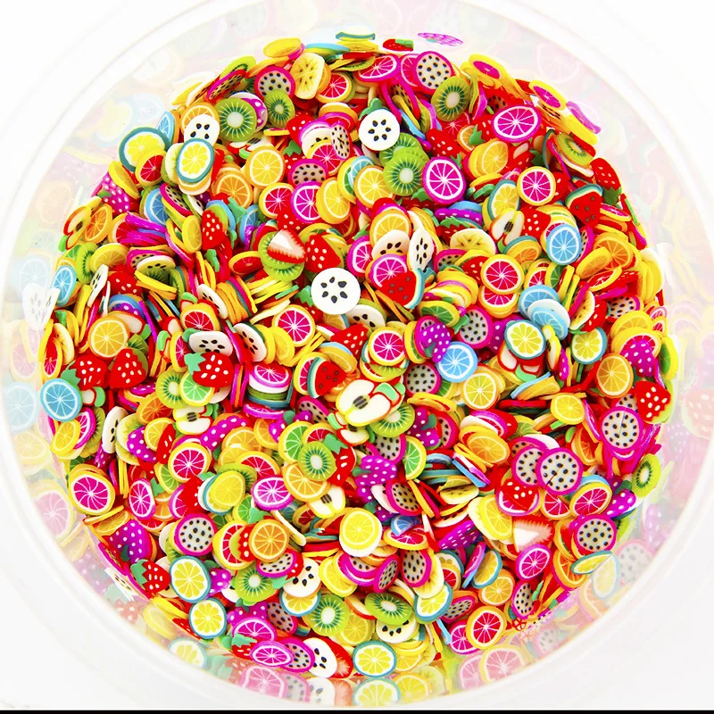 1 Kilogram Per Bag Popular Miniature Polymer Clay Multiple Fruits Slices Sprinkles for Slime Filling and Kids Craft