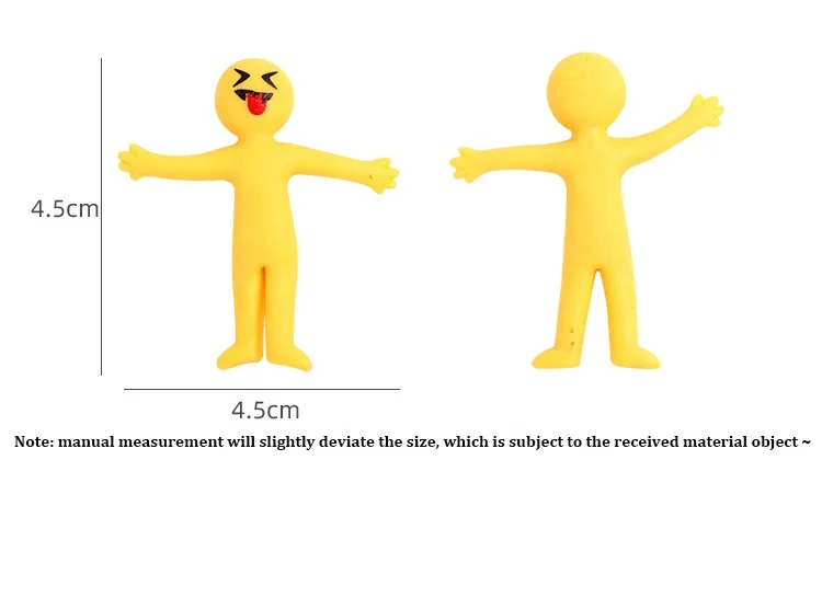 2023 wholesale Mini TPR Stress Relief Decompression Smiley Yellow Little Man Bendy Stretchy Sensory toy