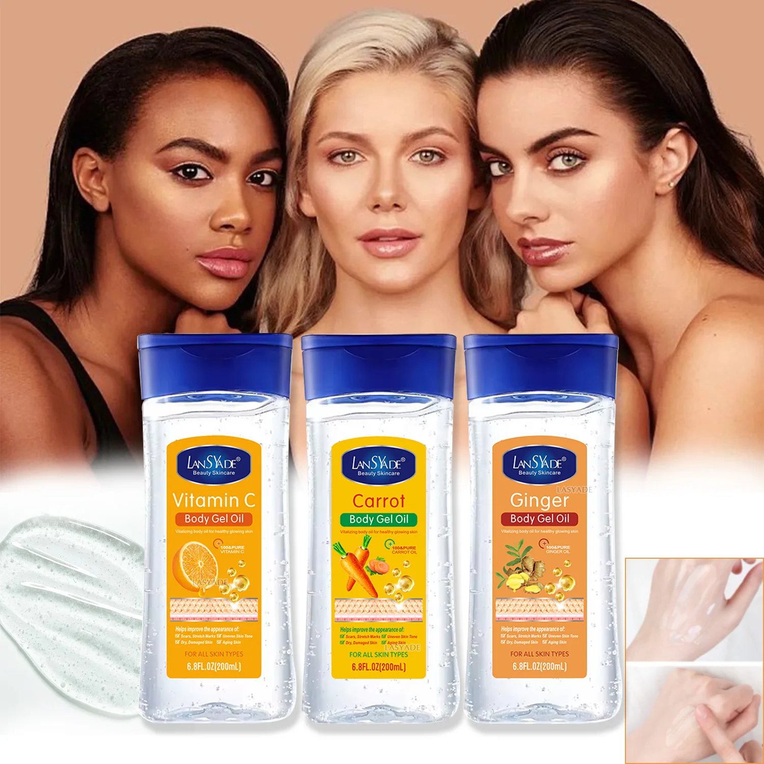 200ml Carrot Organic Gel Oil Agam Oil Body Gel Nourishing Brightening Vitamin C Massage Oil