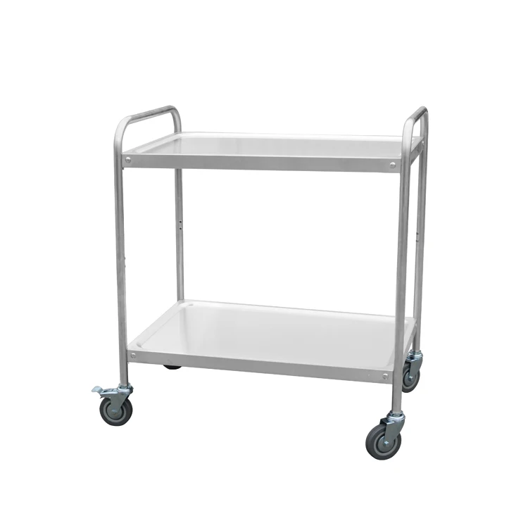 
 Кухонная Тележка, двухслойная Тележка из нержавеющей стали, тележка для обслуживания еды с колесами, тележка для еды  