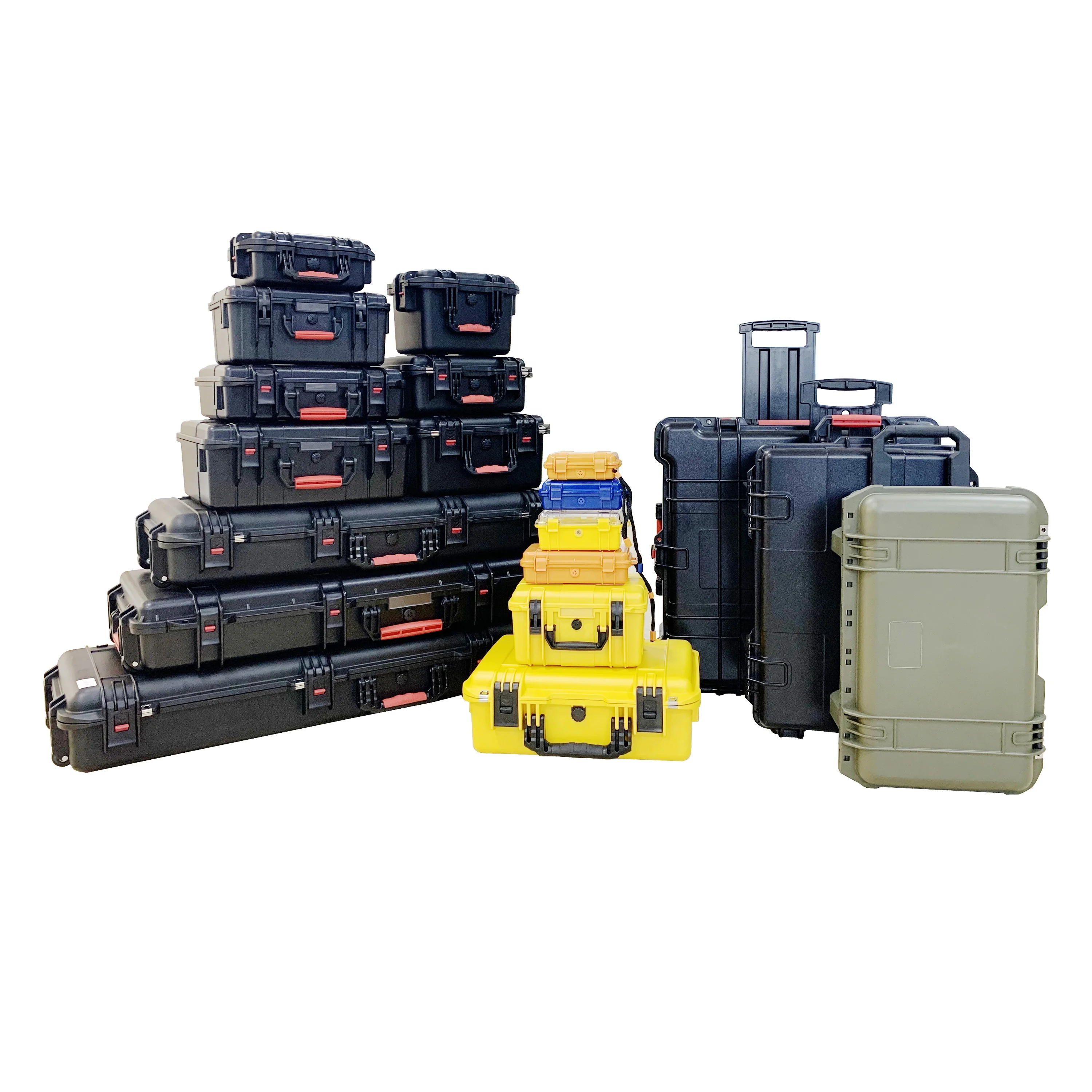 Заводская поставка, темно-зеленый цвет, жесткий пластиковый чехол на колесиках для оборудования, переноски с ручкой и колесами