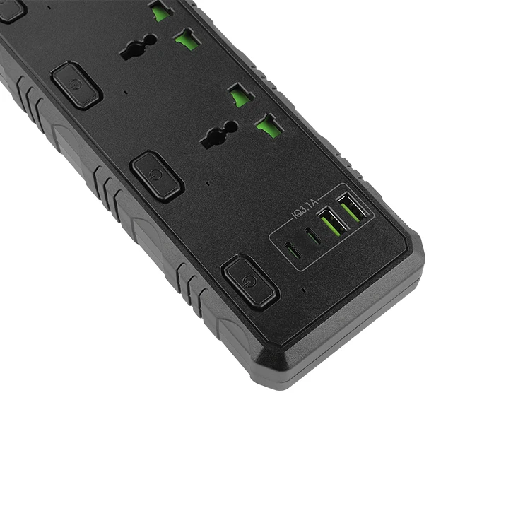 Hot Sell Extention Cord Sockets 4 Outlet Surge Protector Power Strip 2usb+2PD Power Extension Board