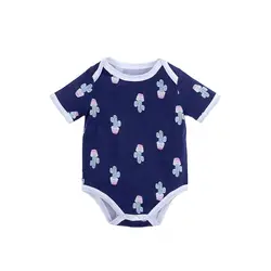 100% Cotton Cute Printing Custom Low MOQ Short Sleeve Baby Bodysuit Baby Romper