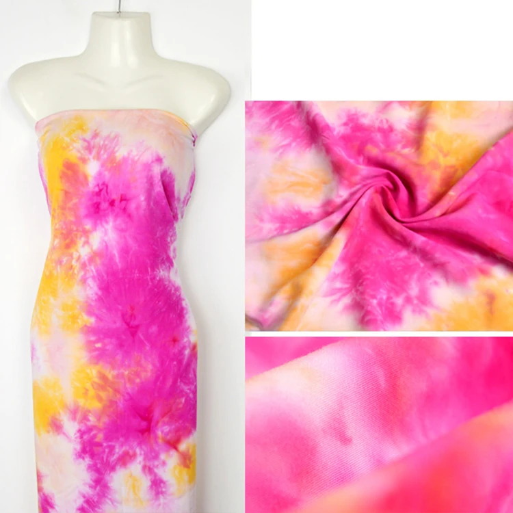 100% Viscose Tie dye Rayon Fabric For Dress Ready To Ship