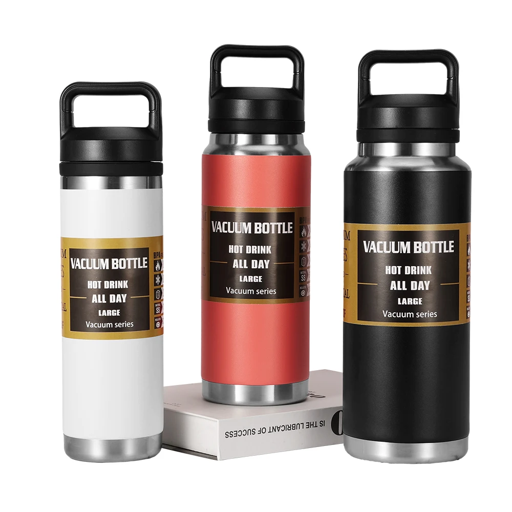 OEM 1 liter vacuum insulated flask double wall stainless steel water bottle thermos with handle lid