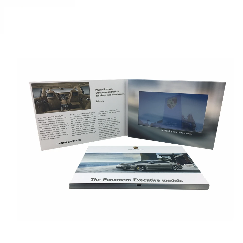 Popular 7 inch  video card A5 lcd screen display card  gifts digital video paper card with custom design