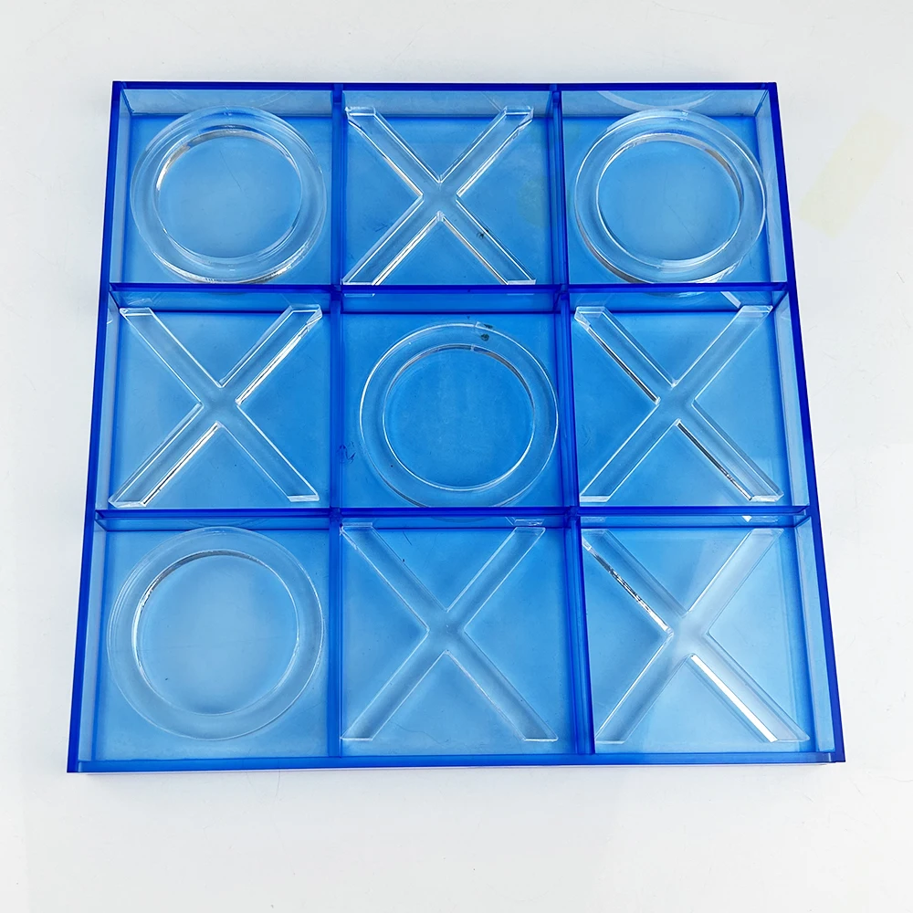 Blue Acrylic Tic Tac Toe Game set Custom Color Lucite Acrylic XO Board Game