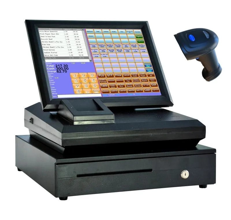 Plug and play кассовый аппарат все в одном 15inch pos-системы сенсорного экрана