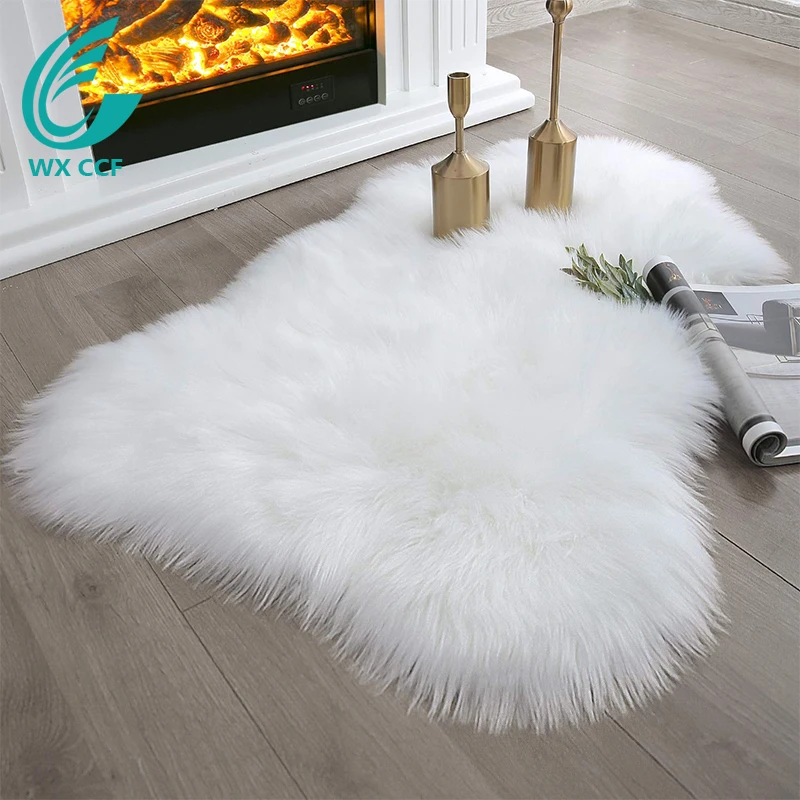Factory price shaggy furry artificial wool animal sheepskin fake long fur carpets and rugs