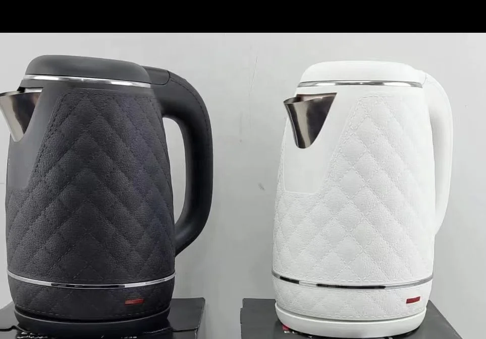 A double walled faux leather electric kettle for household  Cordless electric kettle double layer anti-scalding  electric kettle