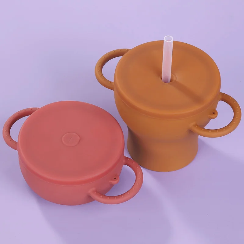 Free sample Silicone Baby Snack Container Eco Friendly Baby Drinking Cup Non Spill Snack And Drink Cup