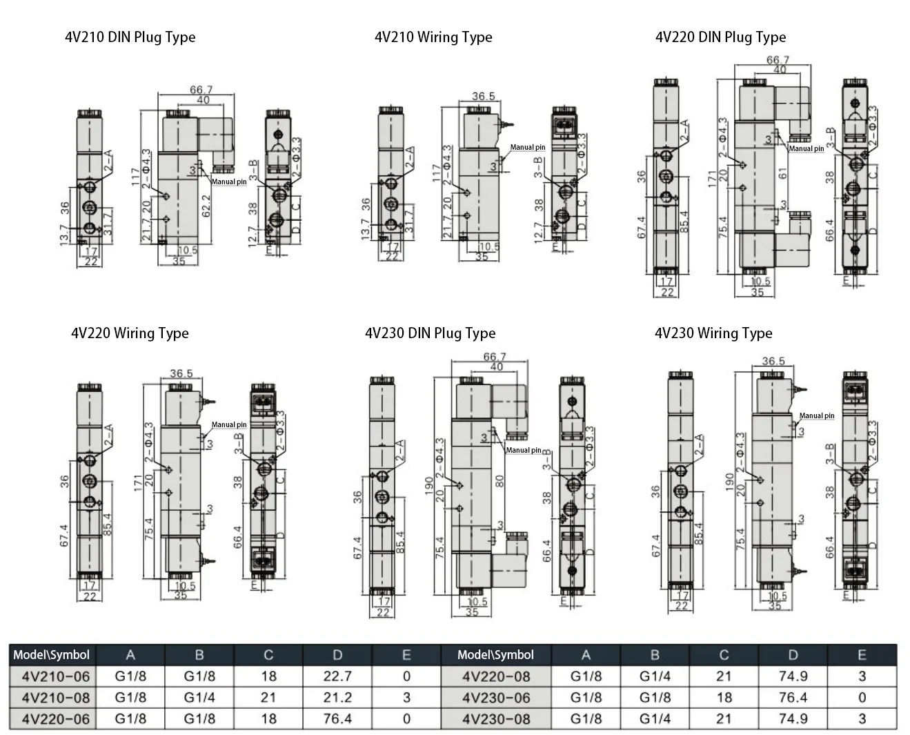 4V210-08 DC24V 1/4 Pneumatic Airtac Type Pneumatic Solenoid Valve Directional Control Valve
