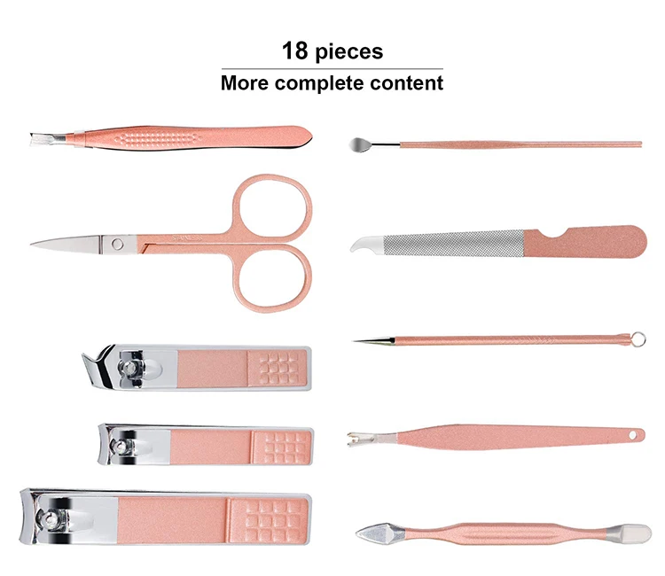 
Best Selling Women Pink Coated Nail Care Tool Gift Set 10 Pieces Nail Manicure Pedicure Set 