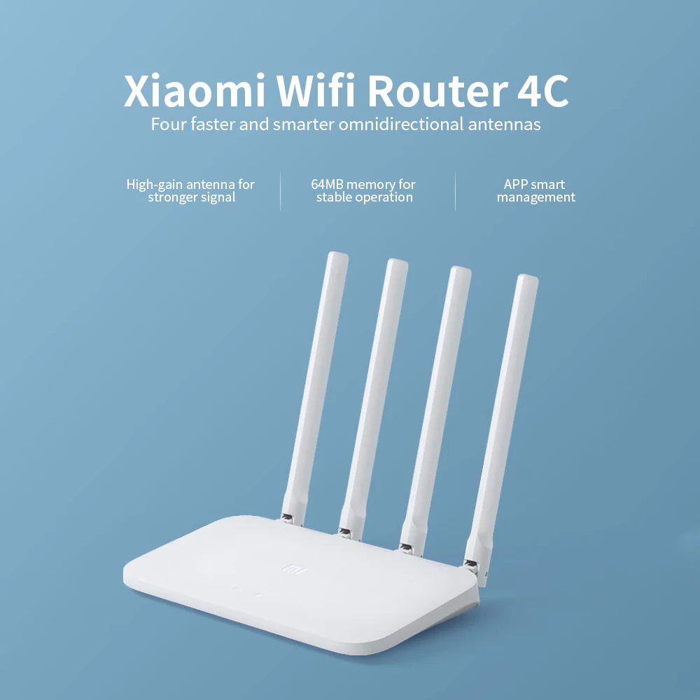  Mi Wi-Fi роутер 4C Roteador управление через приложение 64 ОЗУ 802 11 b/g/n 2 4G 300 Мбит/с с 4 антеннами ретранслятор для