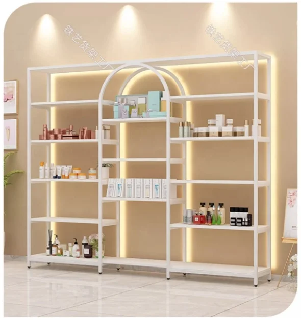 Hot Sales Nail Oil Glue Cosmetics FMCG Multi-layer Shelf Gold Black and White Iron Art For Beauty Salon Retail Store Super