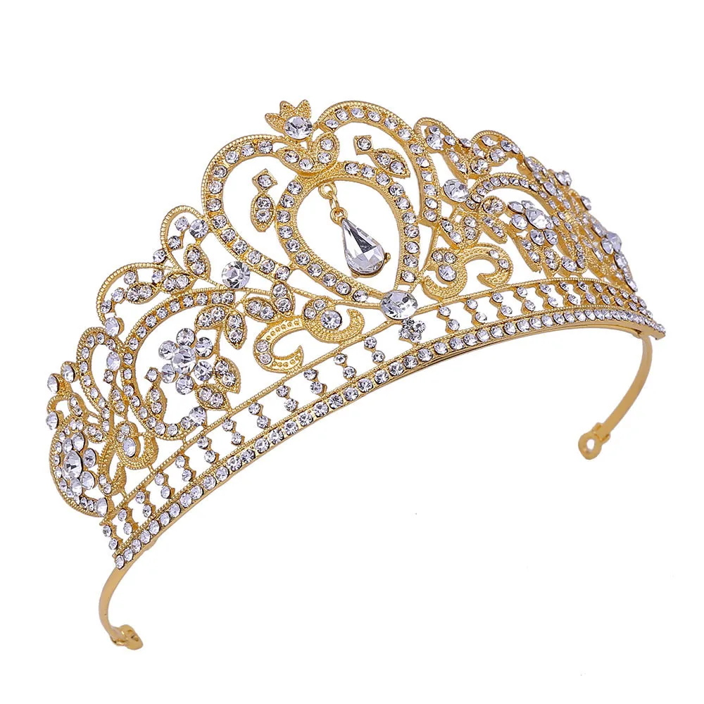 Gold Classic Alloy Rhinestone Jewelry Baroque Wedding Hair Accessories European and American Bridal Accessories Crown Wholesale