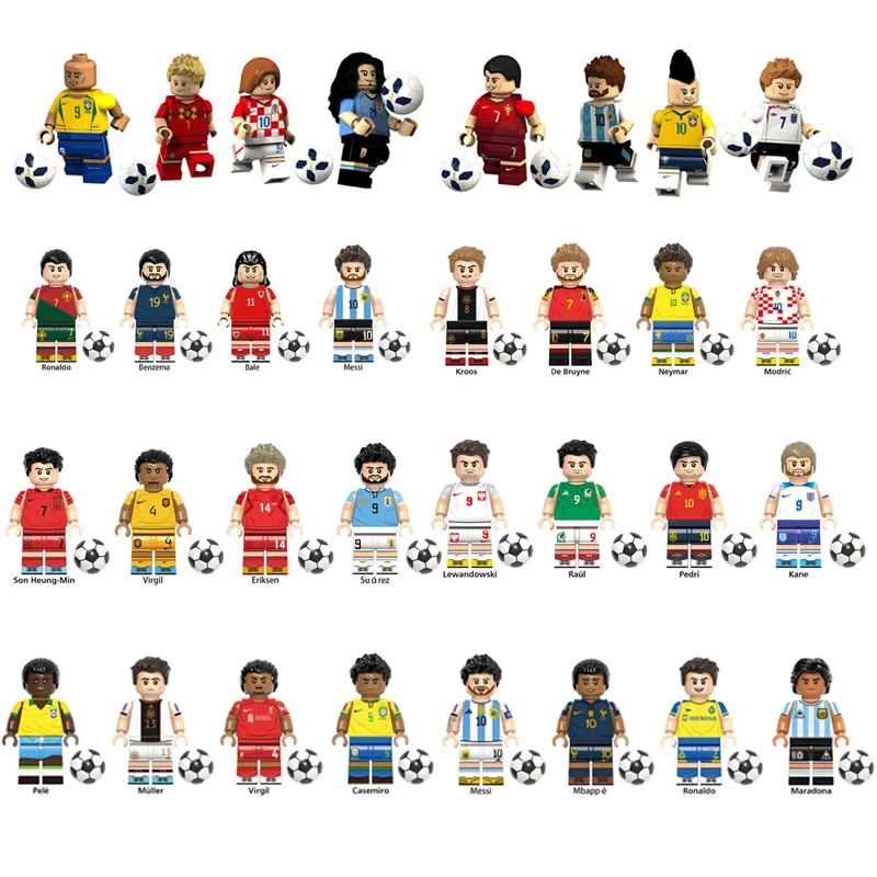 Megan Hot Selling Collection Diy Building Block Football Action Figure Mini Soccer Player Figures