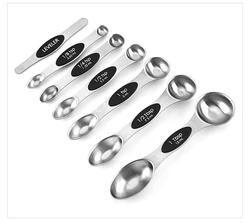 Лидер продаж на Amazon, набор из 7 Штабелируемых магнитных мерных ложек из нержавеющей стали