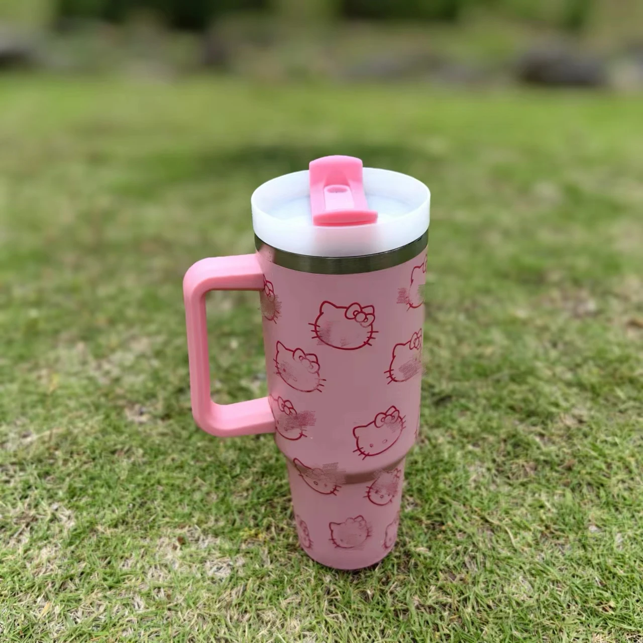 2024 Hot Selling New 40 Oz Car Ice Cup Fashionable Stainless Steel Engraved Glass Cup With Handle Spout Cover Customized Car Cup