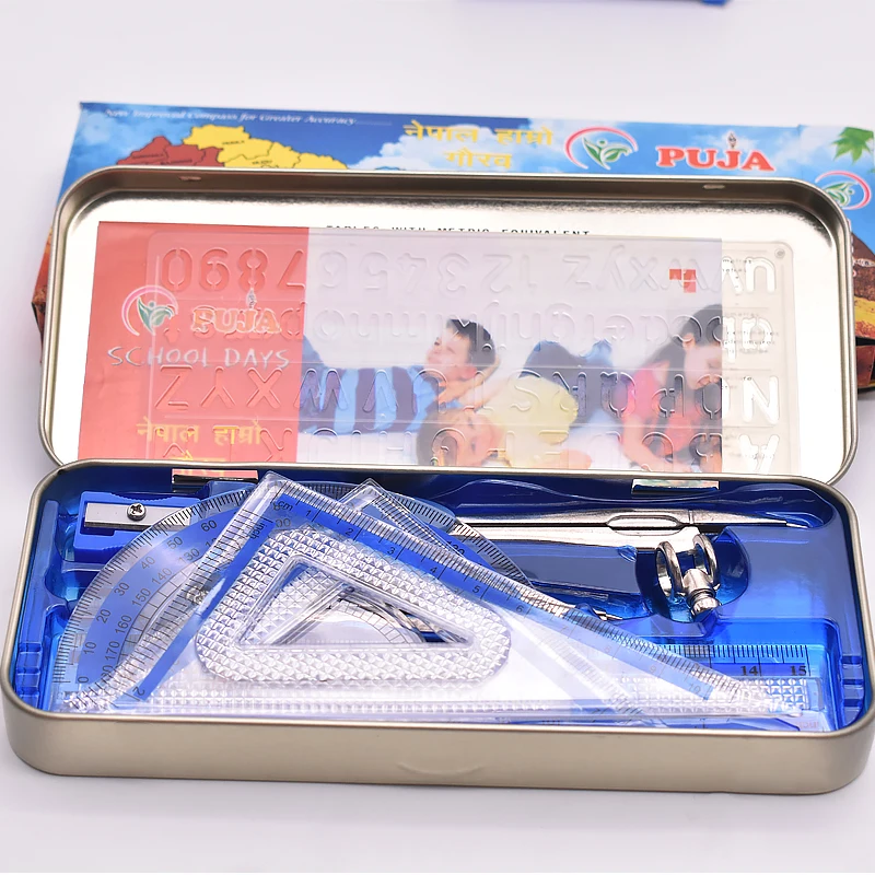 free sample good perfect quality school mathematical set back to essesial school stationery set pupil stationary tool