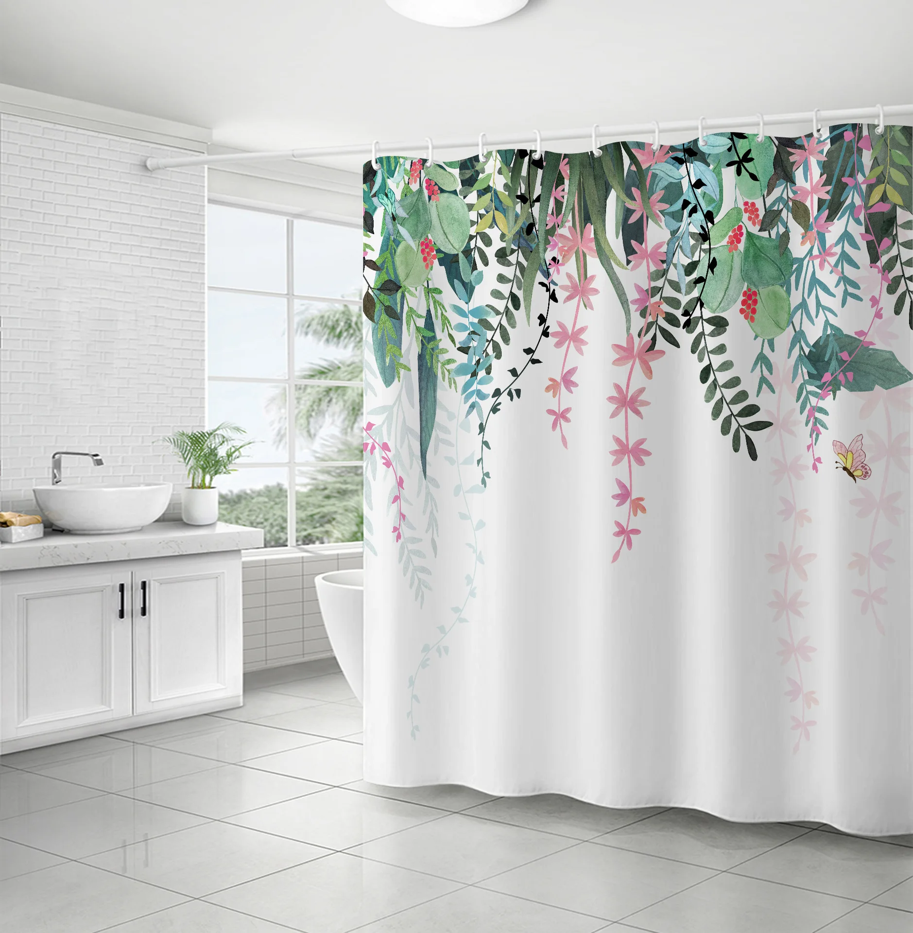 Cortinas De Banos Set De Rideaux De Douche Designer Luxury Shower Curtain Set And Bath Rug Set Washable For Bathroom (1600934310200)