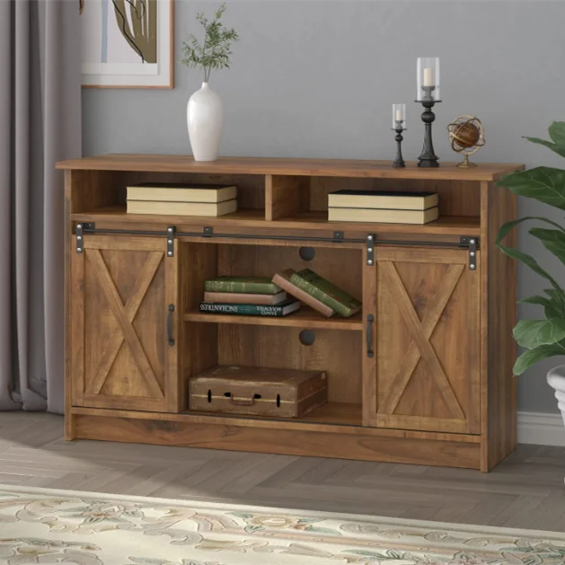 Farmhouse rustic furniture Wooden Industrial style Sliding Barn Door Wine Cabinet