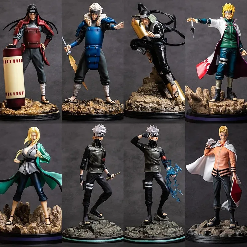 8 Styles Anime Hokage Hashirama Tobirama Sarutobi Hiruzen Namikaze Minato Tsunade Kakashi Action Figure PVC Statue Gift For Kids