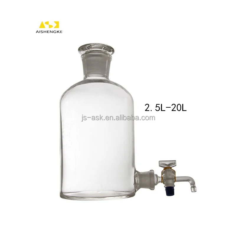 ASK Manufacture 2.5L-20L White Brown Sparkling Wine Bottle With Piston High Borosilicate 3.3 Glass Faucet Bottles