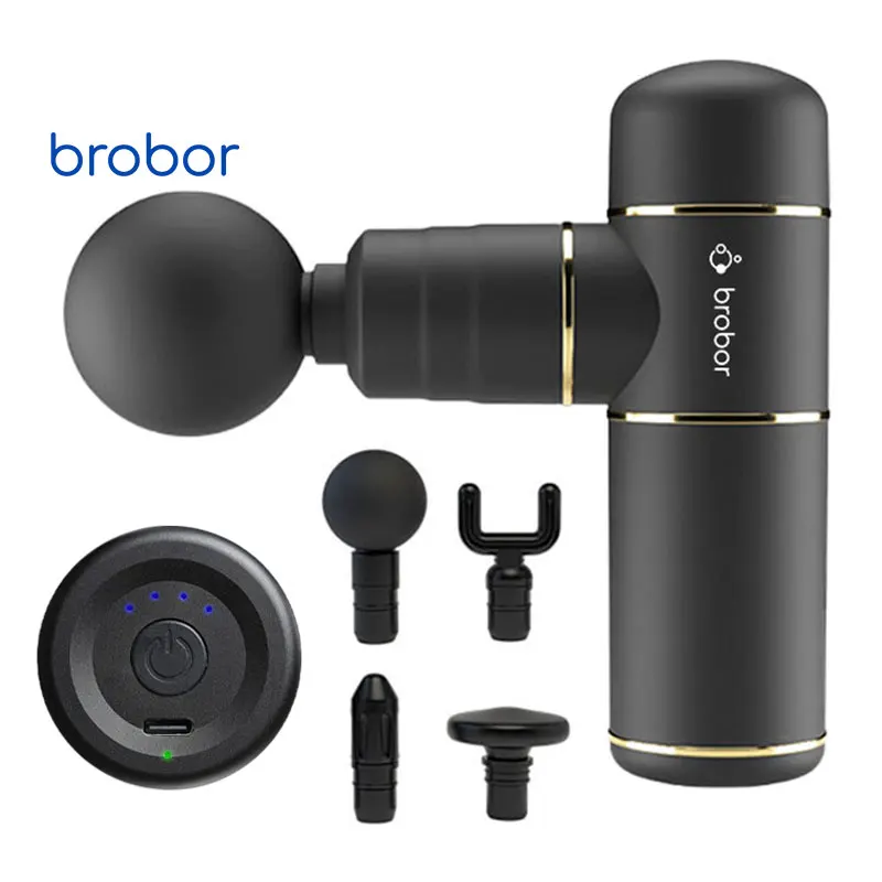Brobor New Protable Handheld Deep Tssue Vibration Cell Phone Sized Mini Massage Gun