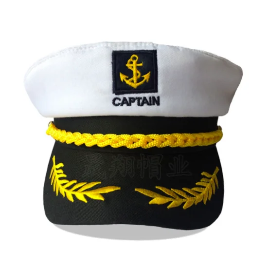 
European and American navy hat white foreign trade hat summer retro flat hat export captain navy sailor hat custom 