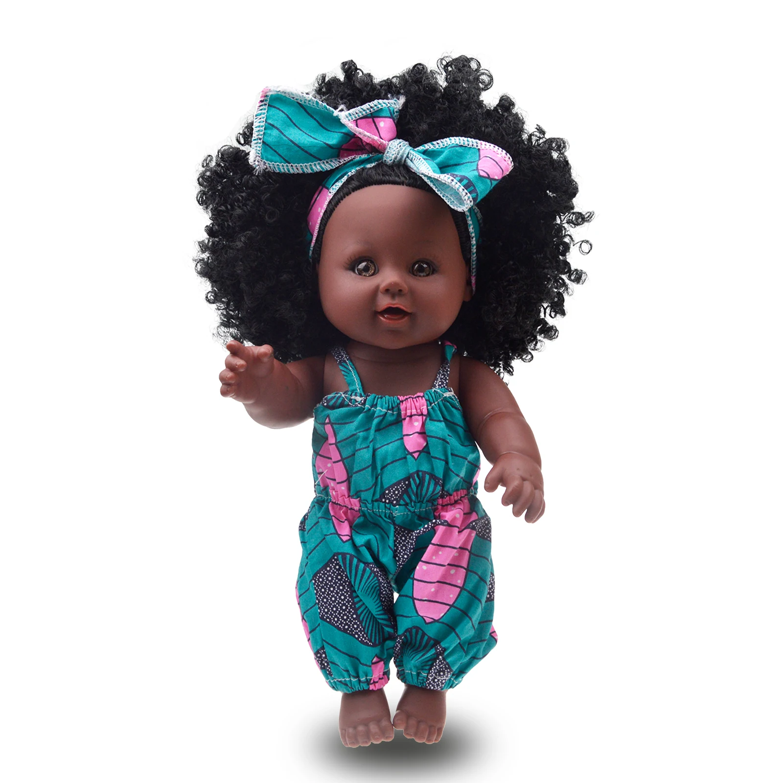 2022 hot sale popular 12 inch vinyl african american style girls black dolls  curly hair for kids
