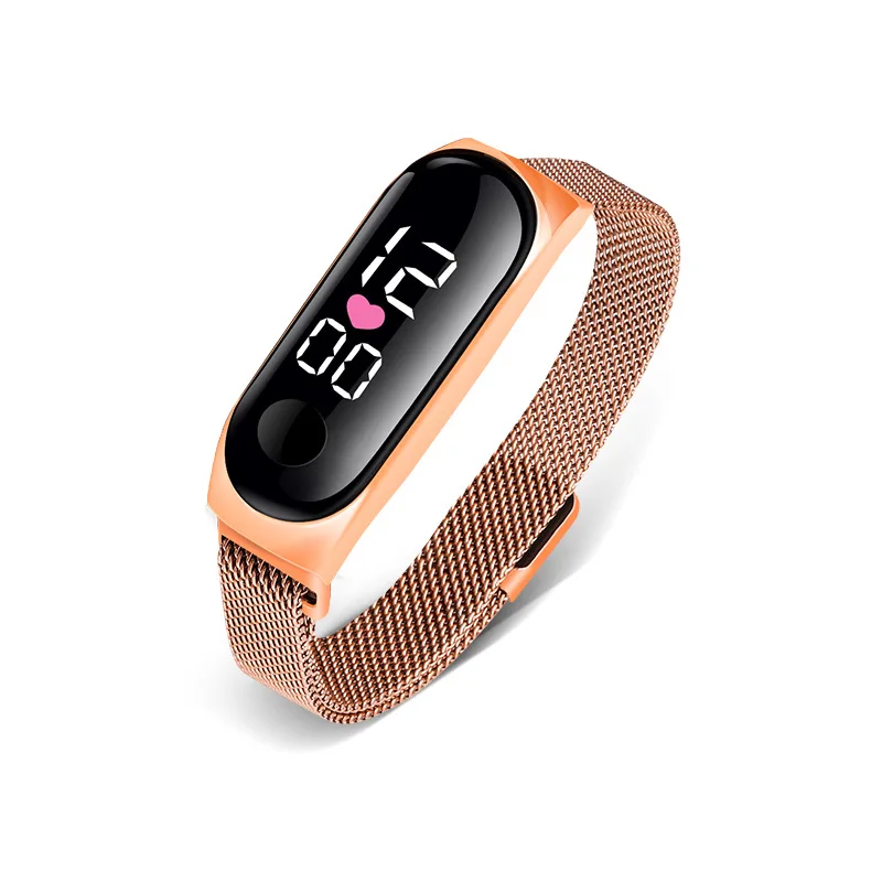 Cross-border hot style love Milan with led electronic watch, touch screen waterproof fashion trend lazy magnet watch