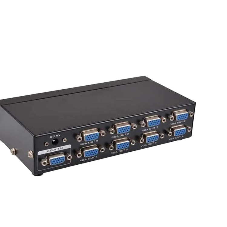 MT-3508 8 Port VGA Video Splitter PC Screen Duplicat 1 PC to 8 Monitors VGA/SVGA LCD CRT Splitter Box Display 350MHz