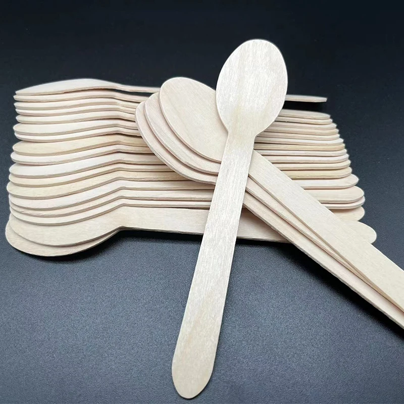 Wholesale High Quality Personalised Ice Cream Primary Colour Wood Spoon