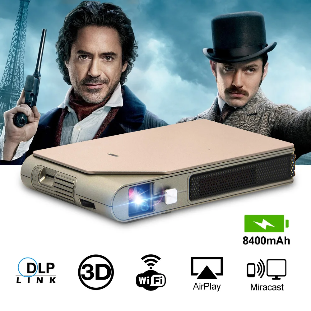 CAIWEI DLP маленький мини pico Карманный смарт-проектор для использования в помещении и на улице