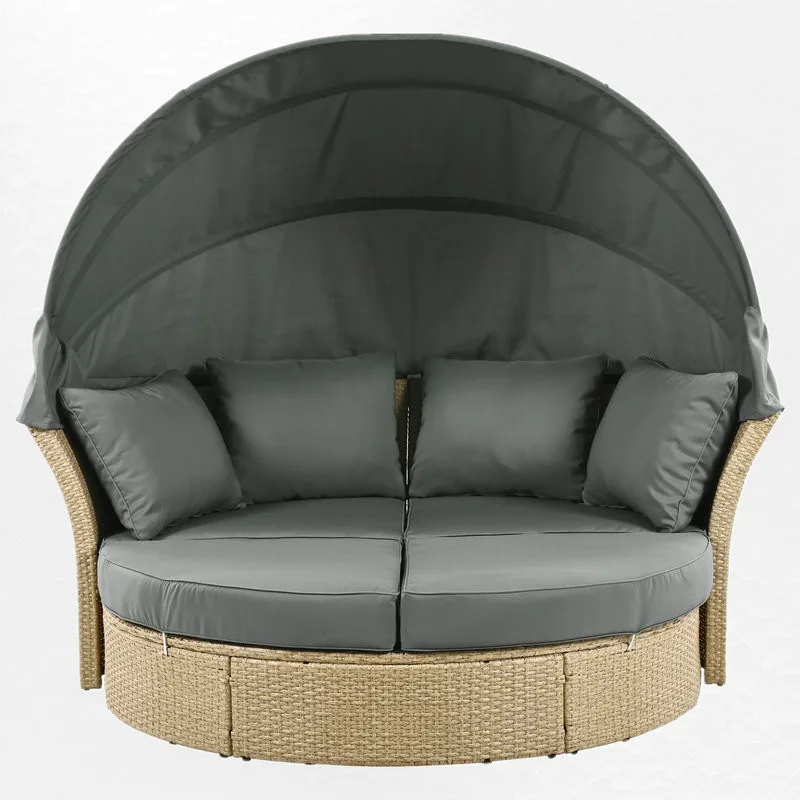 Daybed with Cushion Patio Wicker Chaise Lounge Set Pool Furniture Sunbed Outdoor Rattan Sun Lounger Carton Modern Garden Day bed