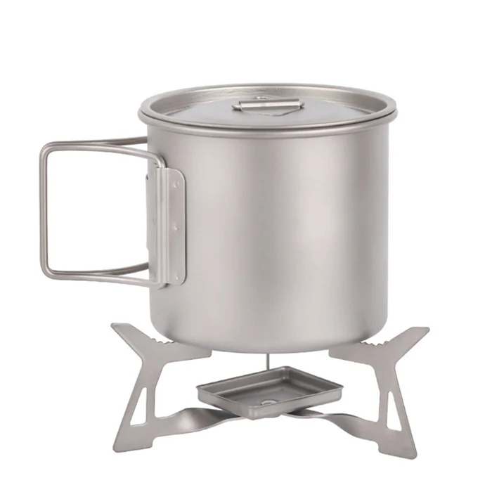 Outdoor Camping Pure Titanium Solid Alcohol Stove Mini Portable Folding Triangular Titanium Stove