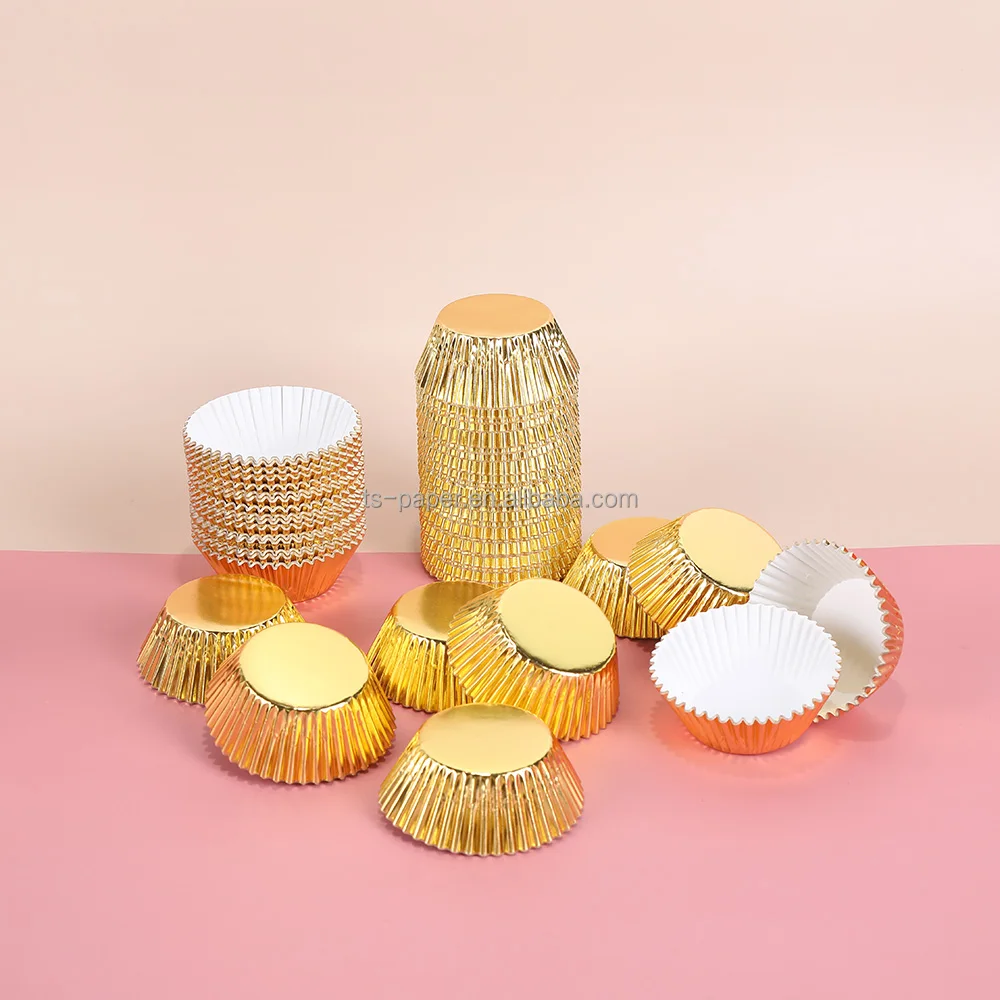 1000 pcs 110 mm standard gold paper foil aluminum party decoration round cake pan molds bakery paper cups