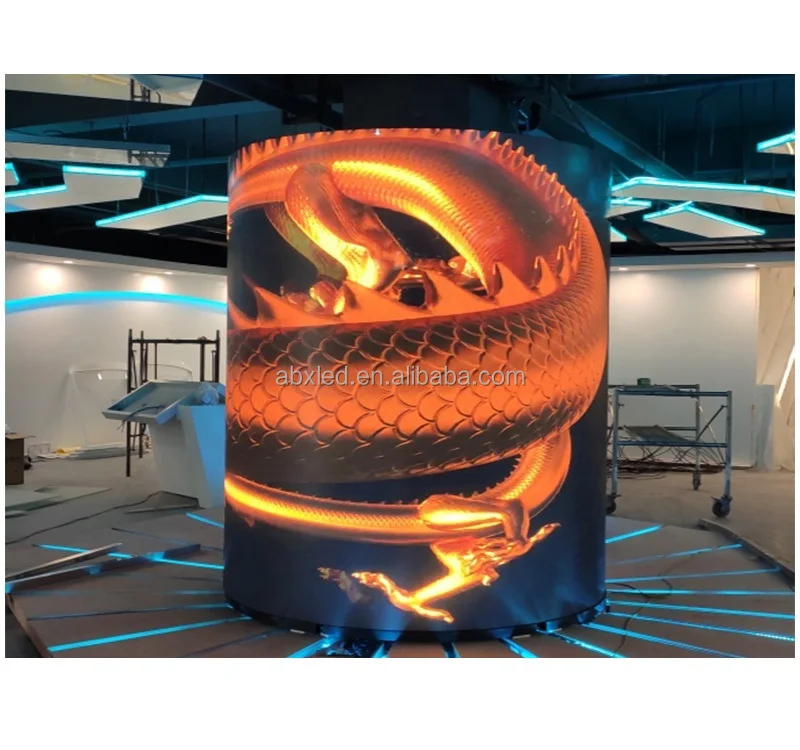 P1.8 1.8Mm P2.5 2.5Mm 360 Degree Flexible Soft Circle Round Cylinder Column Circular Rollable Led Wall Display Screen